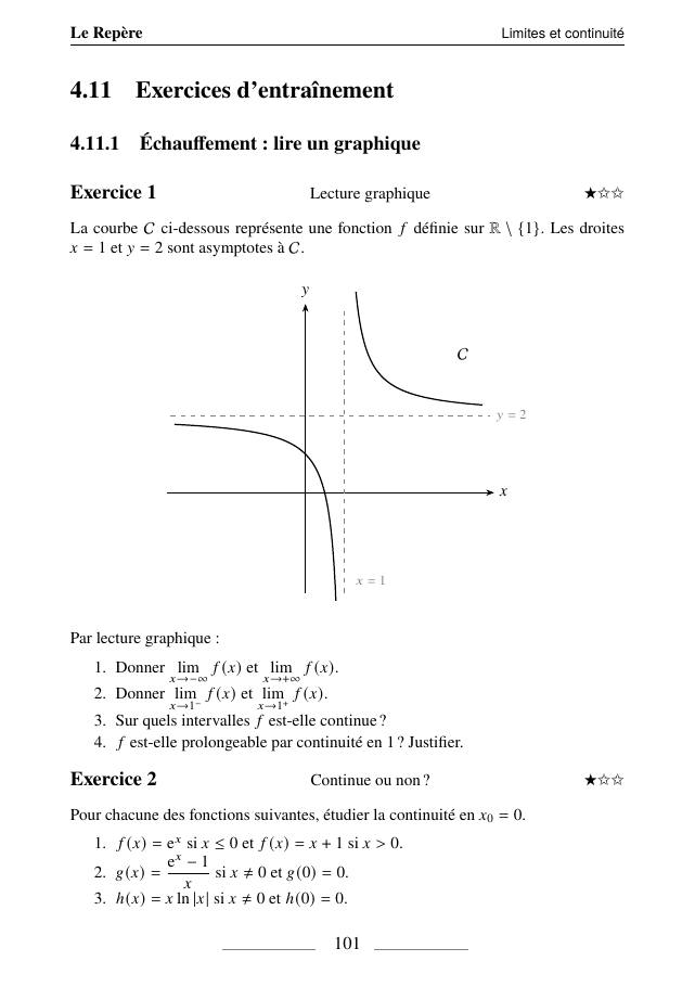 Limites et continuité, p. 101