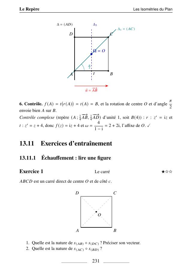 Isométries : échauffement, p. 231
