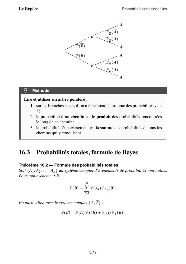 Probabilités conditionnelles, p. 277